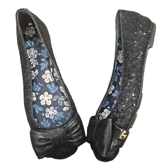 Tory Burch Sequin Divine Bow Flat Ballerina Driver Size 7‎ - Picture 5 of 9